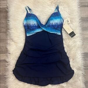 NWT Profile by Gottex twist front ruched tummy control swimsuit dress 14